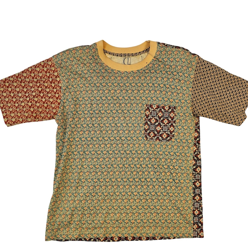 Carole Little Sport Vintage Patchwork Floral Geometric Pocket T-Shirt Multi M